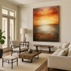 Sunset Over Sea - Serene Seascape Abstract Painting GAB0600