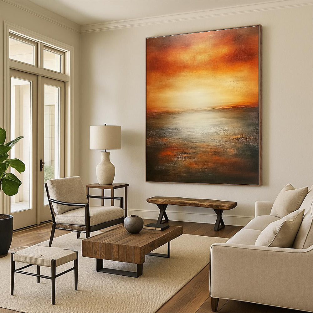 Sunset Over Sea - Serene Seascape Abstract Painting GAB0600