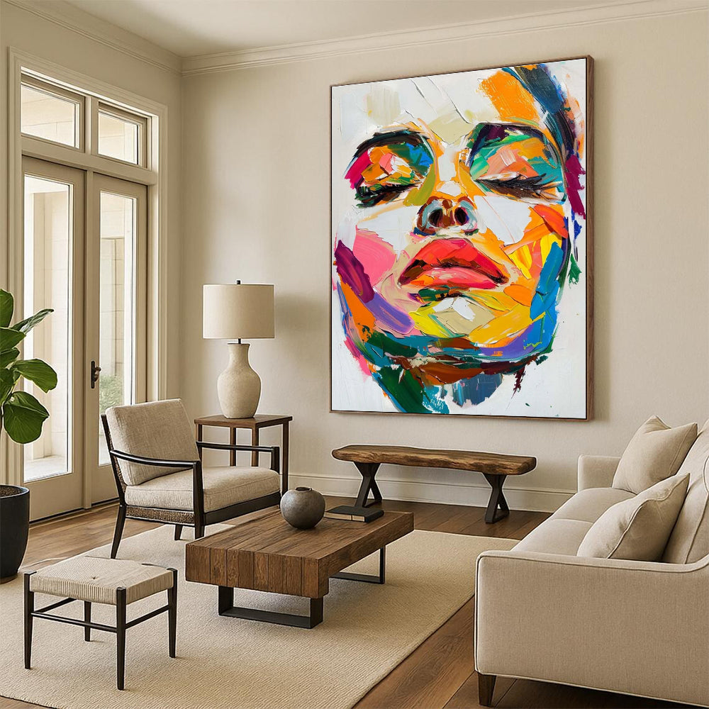 Colorful Portrait Abstract Painting for Creative Studio Lounges HENG090