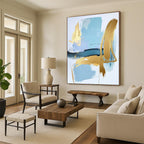 Minimalist Blue Gold Abstract Painting with Elegant Simplicity WINK582