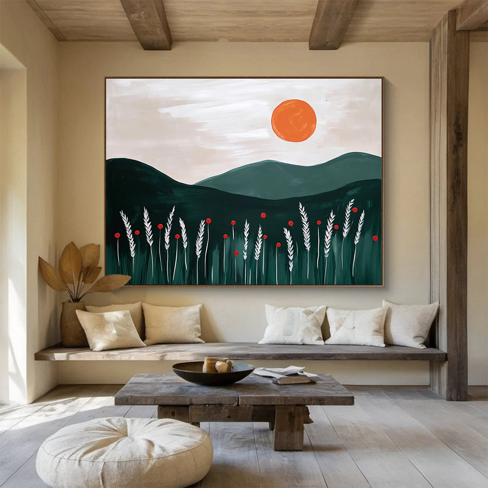 Minimalist Landscape with Sun  Calm and Serene ABS057
