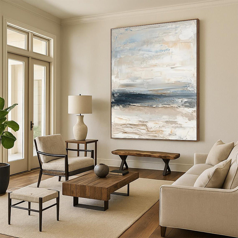 Minimalist Neutral Abstract Textures Painting for Timeless Spaces HENG298