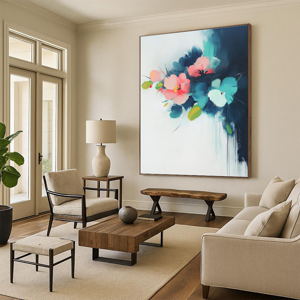 Delicate Flower Abstract Painting for Romantic Dining Spaces GAB0843