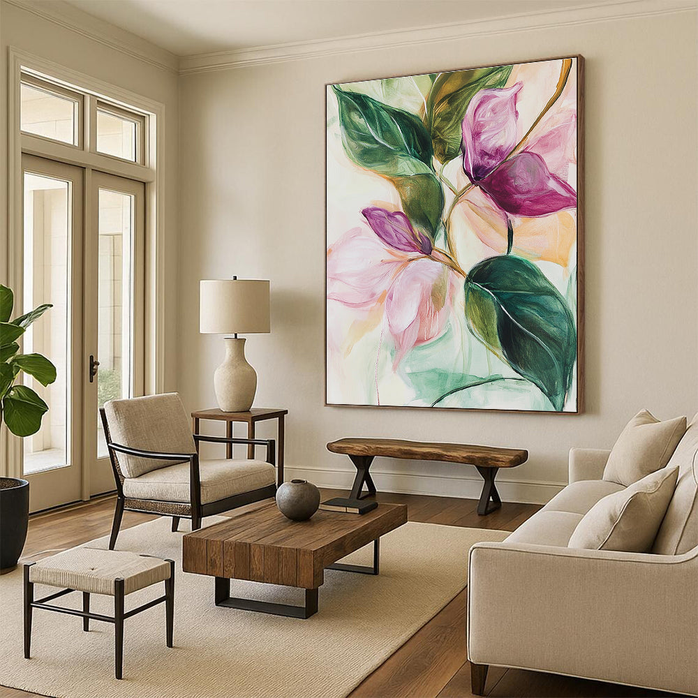 Pink and Purple Flowers Abstract Painting for Romantic - Styled Boutiques GAB1073