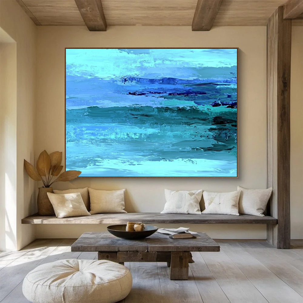 Energetic Blue Ocean Waves Abstract Painting ABS196