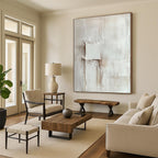 Textured White Square Minimalist Abstract Painting GAB0314