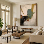 Colorful Abstract with Curved Lines Abstract Painting for Creative Workspaces HENG364