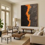 Black and Orange Lava Abstract Painting with Flowing Forms WINK834