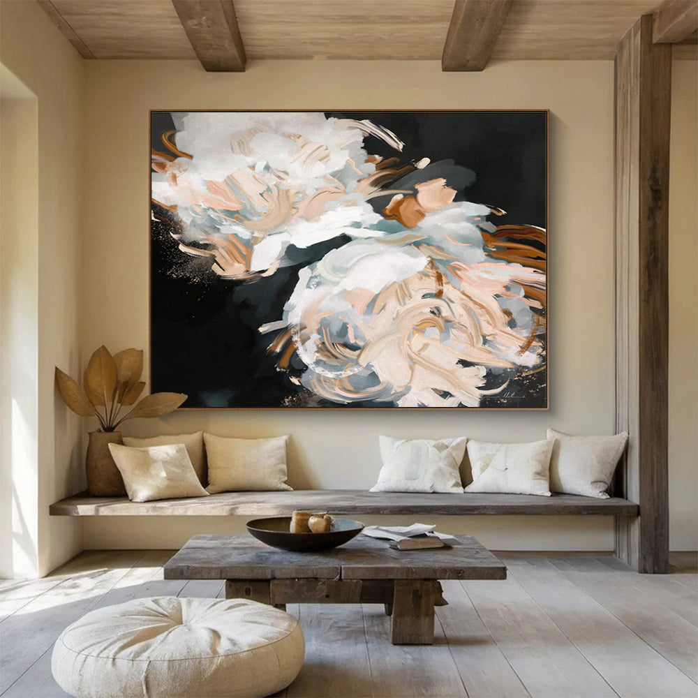 White Flower Abstract Painting for Elegant Wedding Venues YHT407