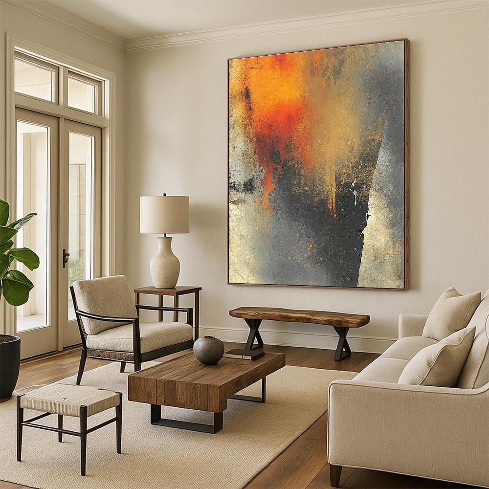 Fiery - Hued Abstract Painting with Intense Passion WINK807