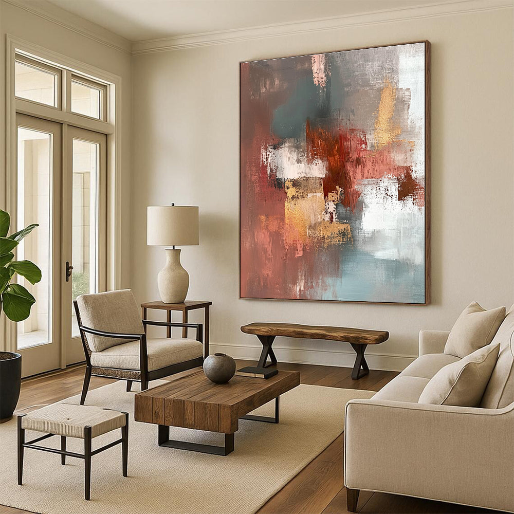 Earth - Toned Abstract Painting with Warm Vibrancy WINK806