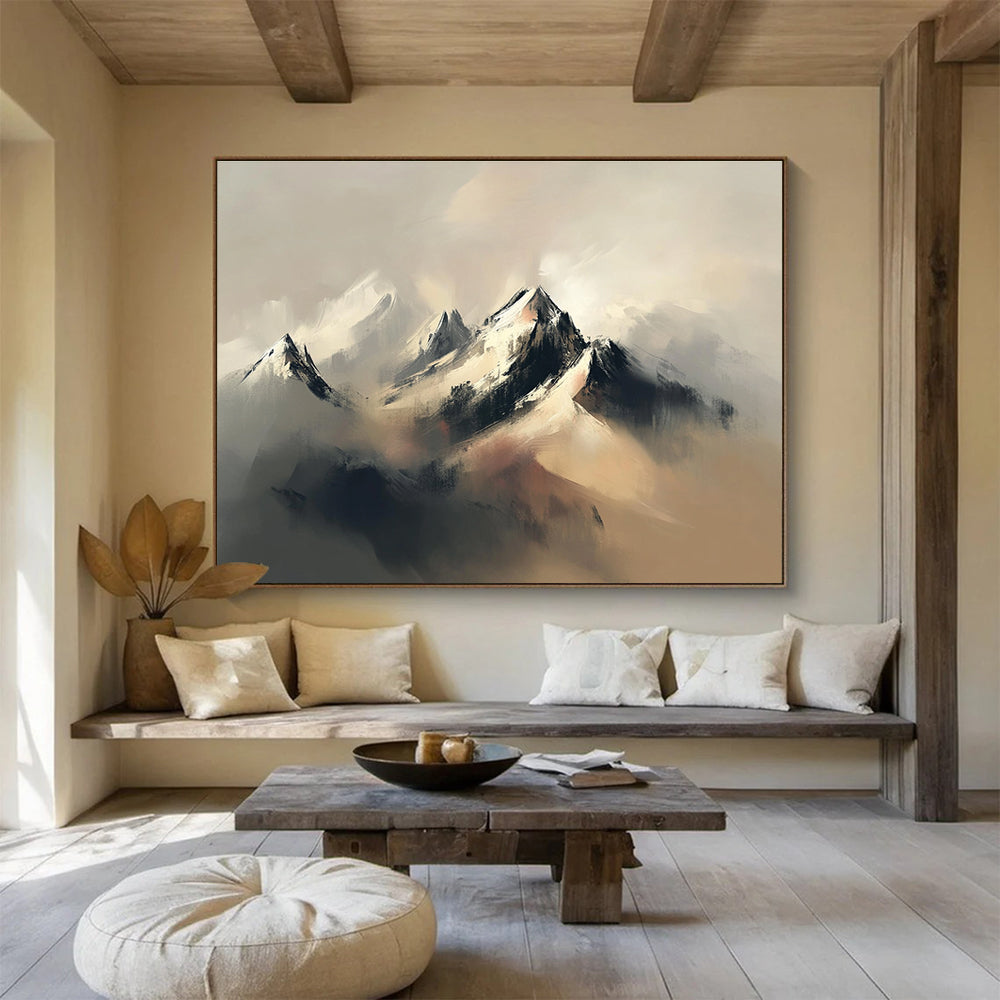 Misty Mountain Abstract Painting with Majestic, Ethereal Beauty ABS459
