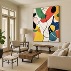 Colorful Curved Shapes Abstract Painting for Creative Studio Spaces GAB1355