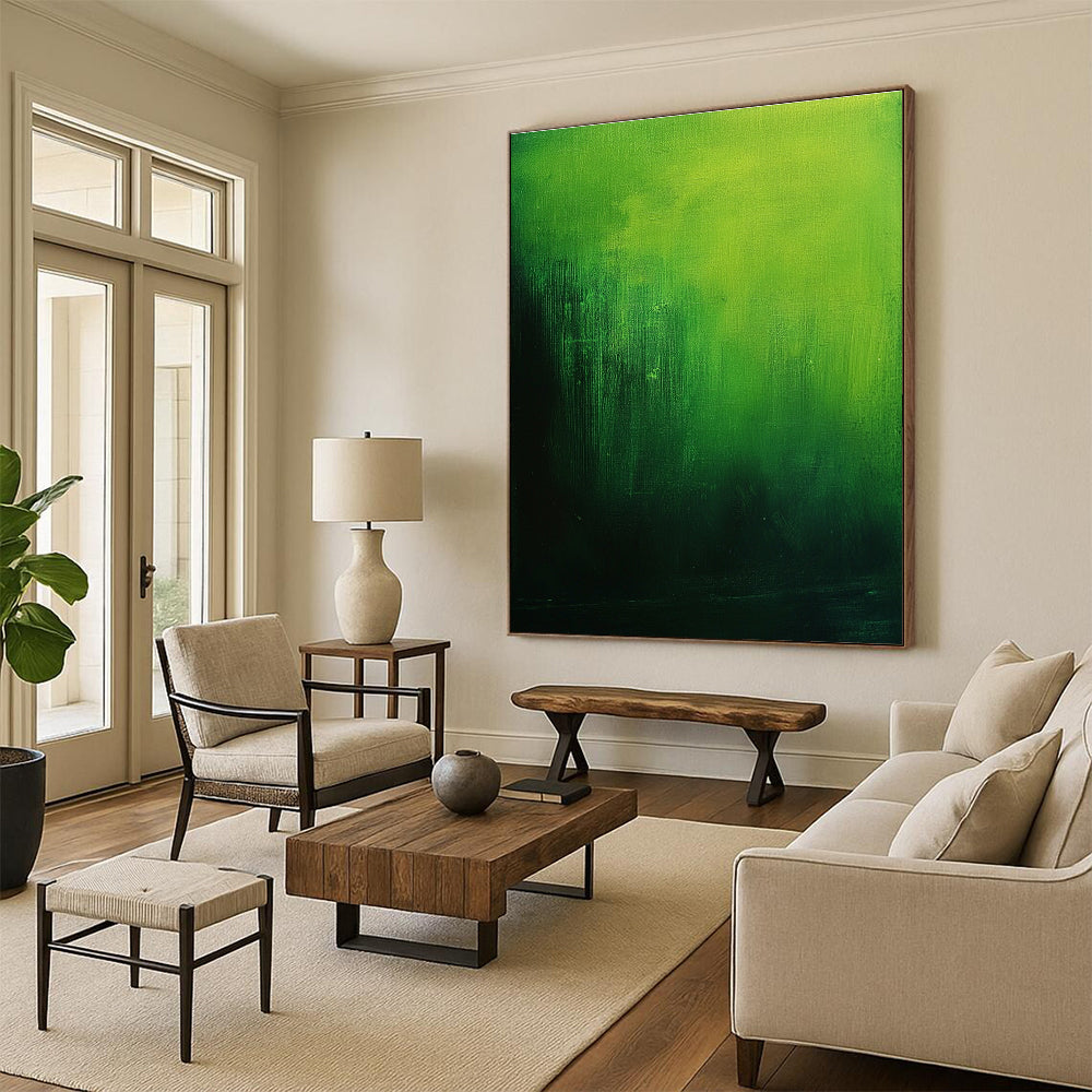 Deep Green Gradient Abstract Painting for Botanical Conservatories GAB0768