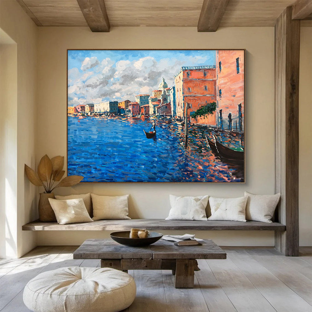 Venice Canal Abstract Painting for Italian Restaurant Private Dining Rooms YHT456