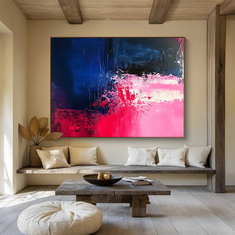 Pink - Blue Abstract Color Clash Painting ABS187