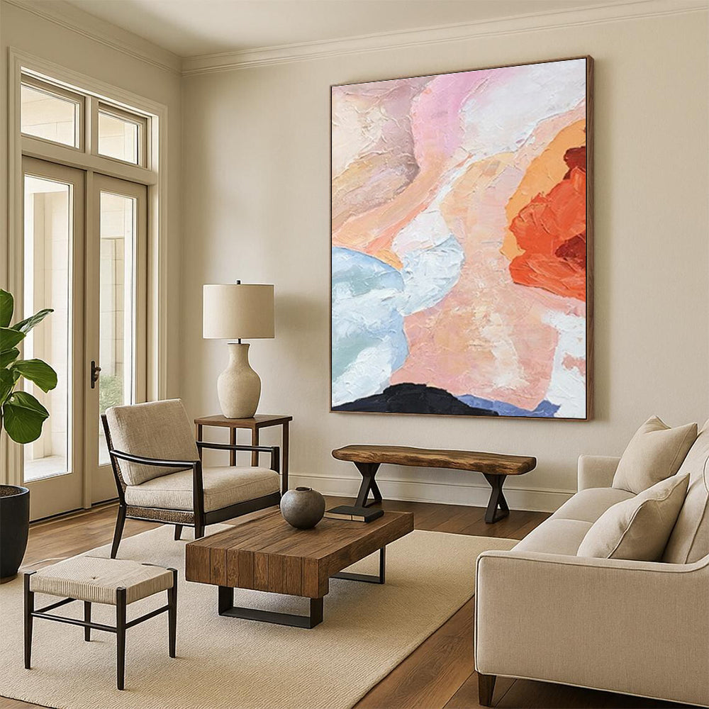 Pastel Soft Color Abstract Shapes Painting for Calm Interiors HENG275