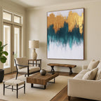 Golden and Teal Abstract - Luxurious Color - Block Art GAB0503