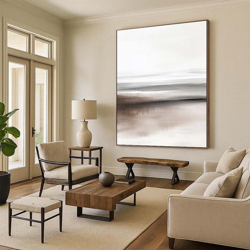 Monochrome Beach Abstract Painting for Industrial - Style Lofts GAB0983