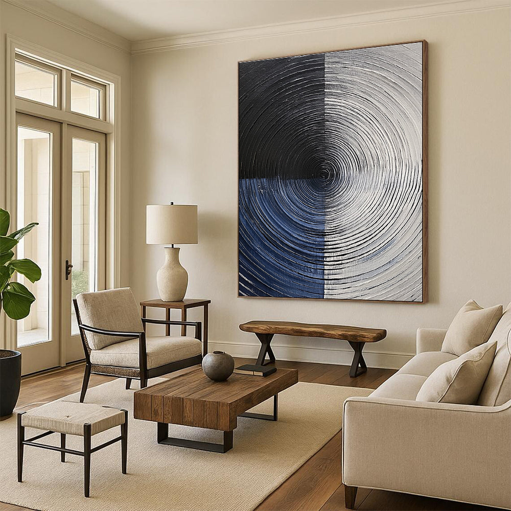 Circular Abstract Painting with Textured Rings WINK832