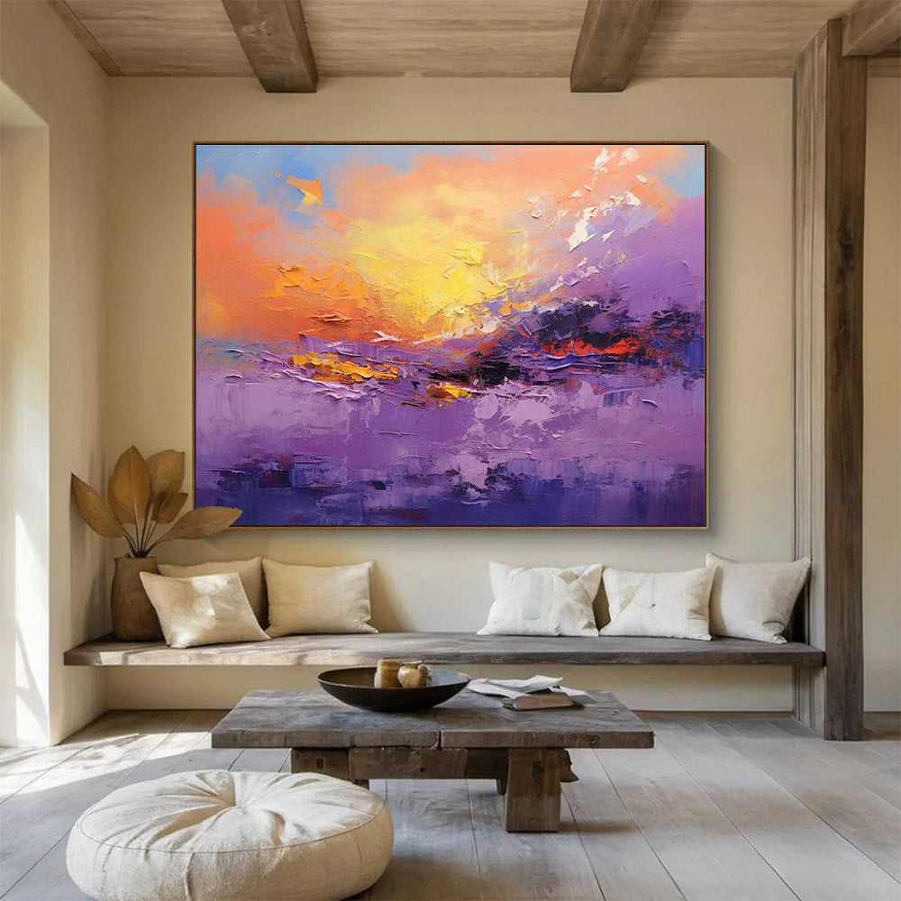 Purple Sunset Abstract Painting for Dreamy Spaces YHT083