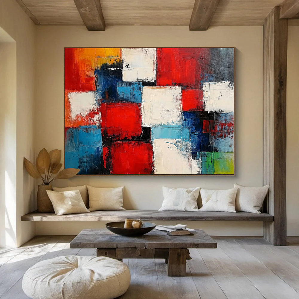 Geometric Color Collage Abstract Painting with Dynamic, Structured Combinations ABS505