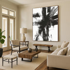 Black and White Dynamic Abstract Painting with Bold Strokes WINK820