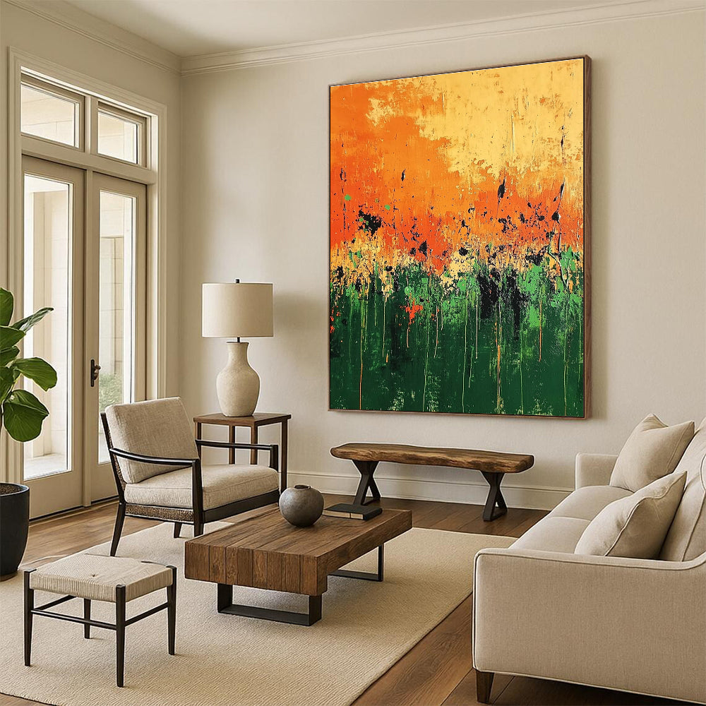 Poppy Field Abstract - Impressionistic Landscape Abstract Painting GAB0638
