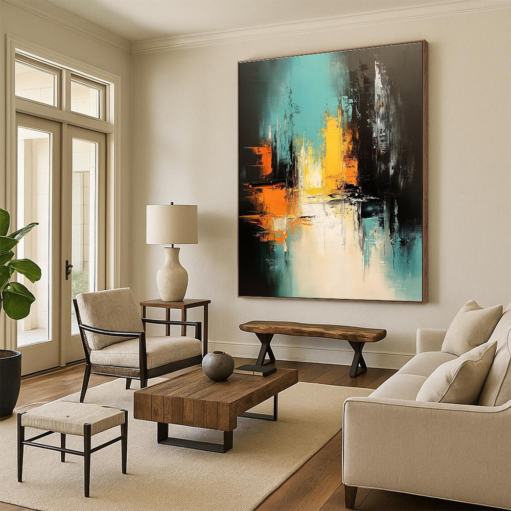 Urban Night Abstract Painting for Modern City - Lover’s Penthouses GAB0945