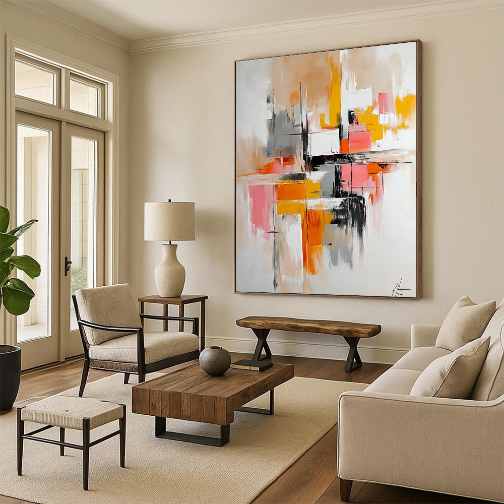 Colorful Geometric Abstract Painting with Modern Flair WINK687