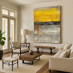 Striking Yellow and Gray Abstract Painting for Modern Decor GAB0676