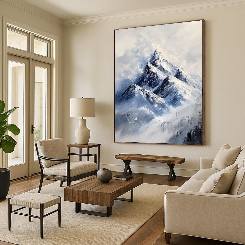 Snowy Mountain Peaks Majestic Landscape Abstract Painting GAB0329