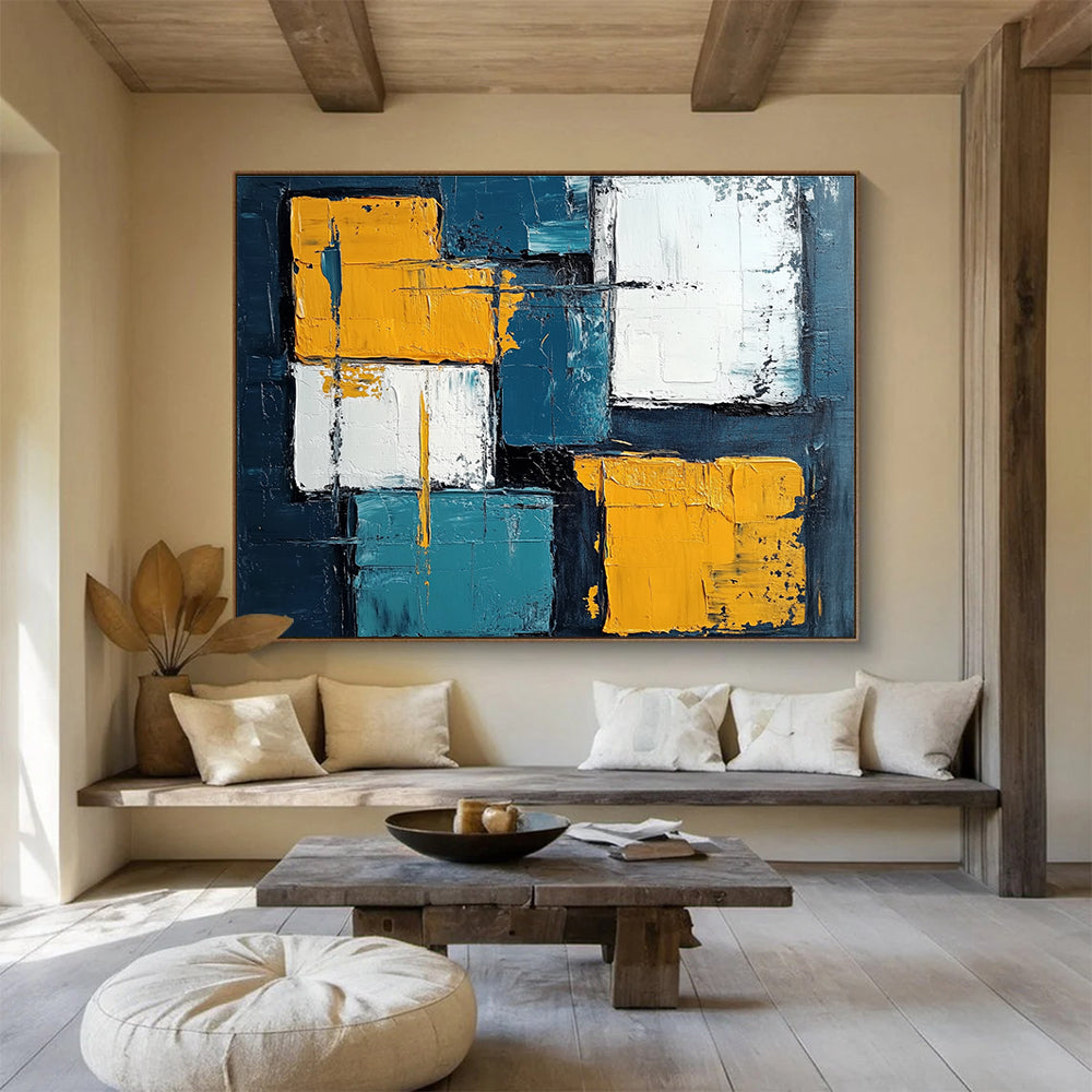 Geometric Color Blocks Abstract Painting in Bold Hues ABS281