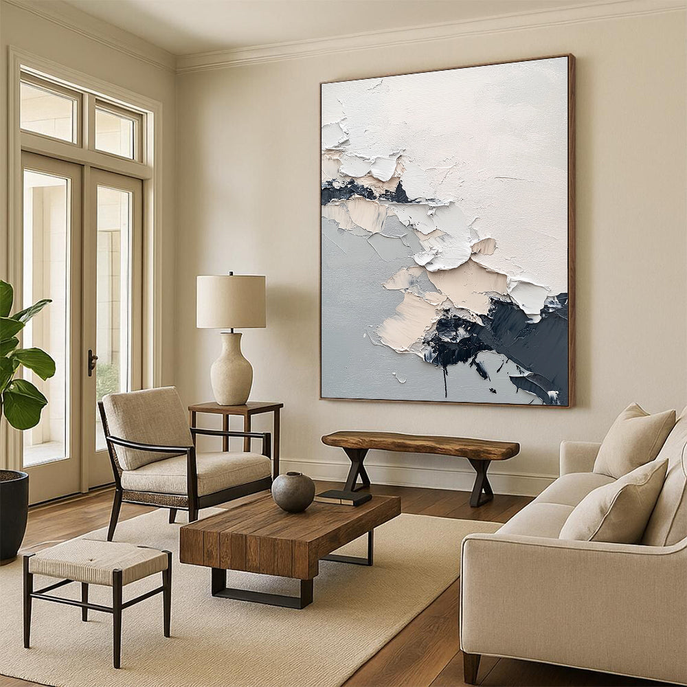 Textured Neutral Abstract Painting for Sophisticated Offices GAB0771