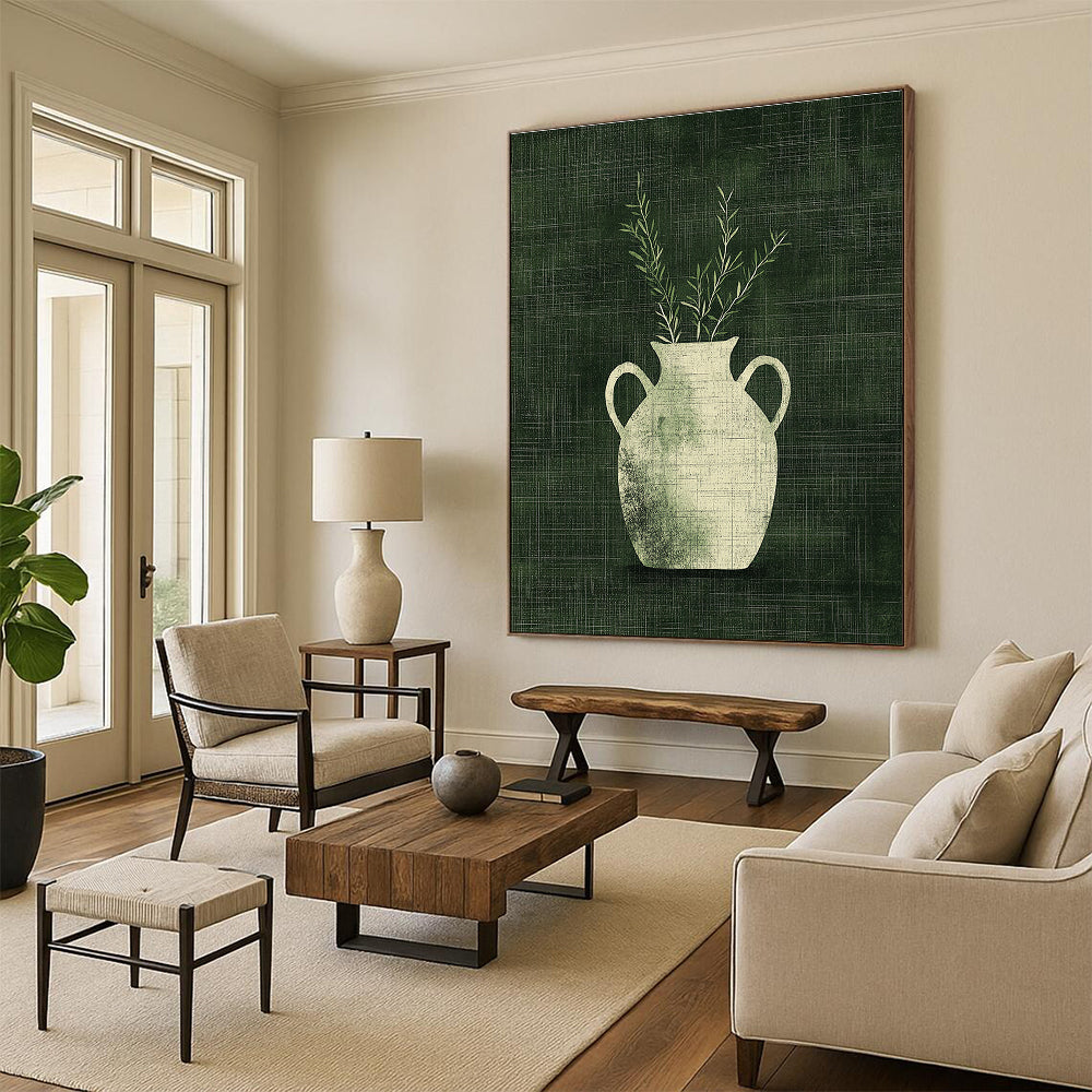 Vase with Greenery Minimalist Still Life Abstract Painting GAB0220