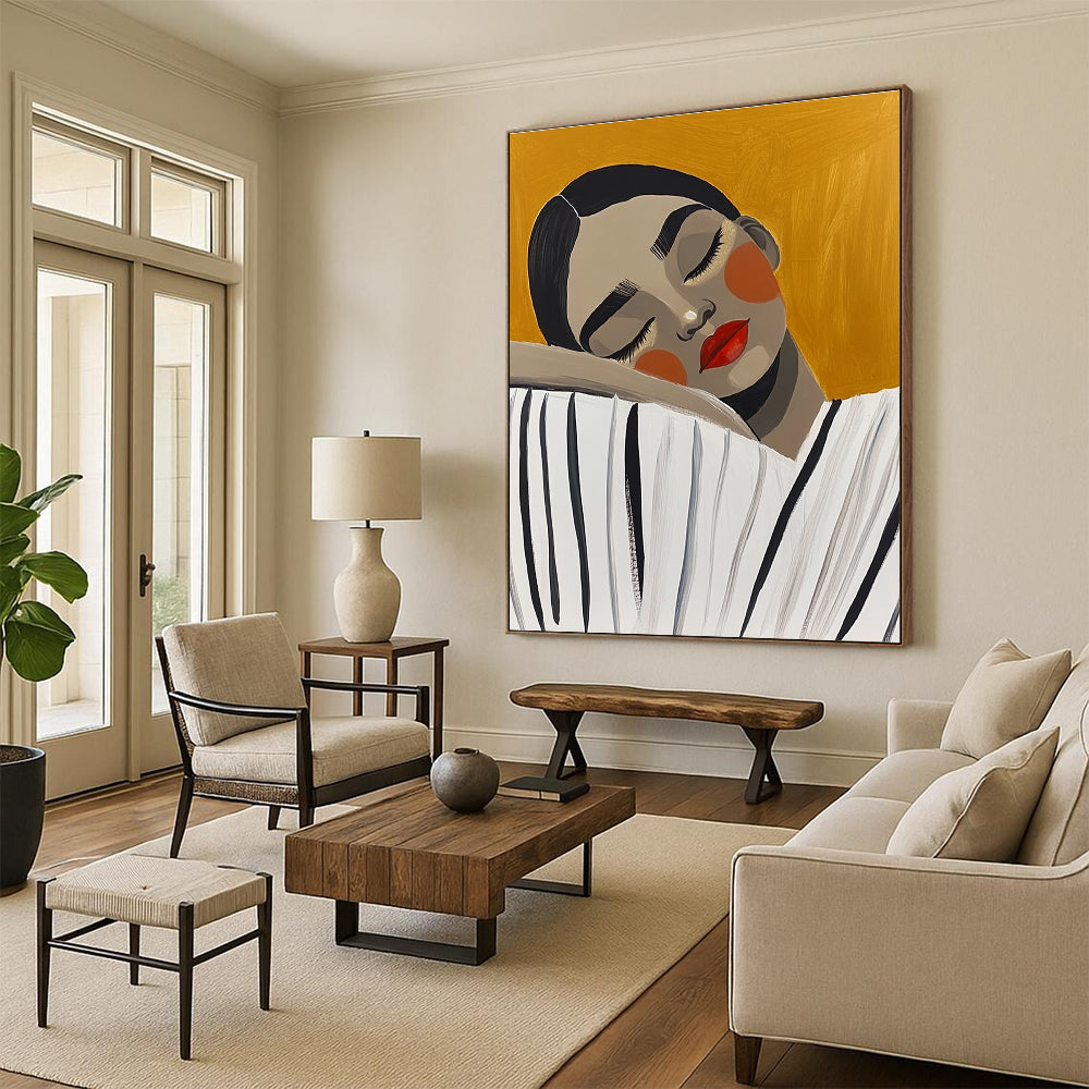 Sleeping Woman Abstract Painting for Minimalist Bedrooms GAB1023