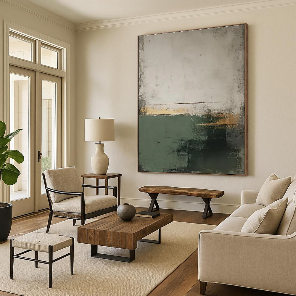Earth - Toned Abstract with Gold Painting for Timeless Interiors HENG454