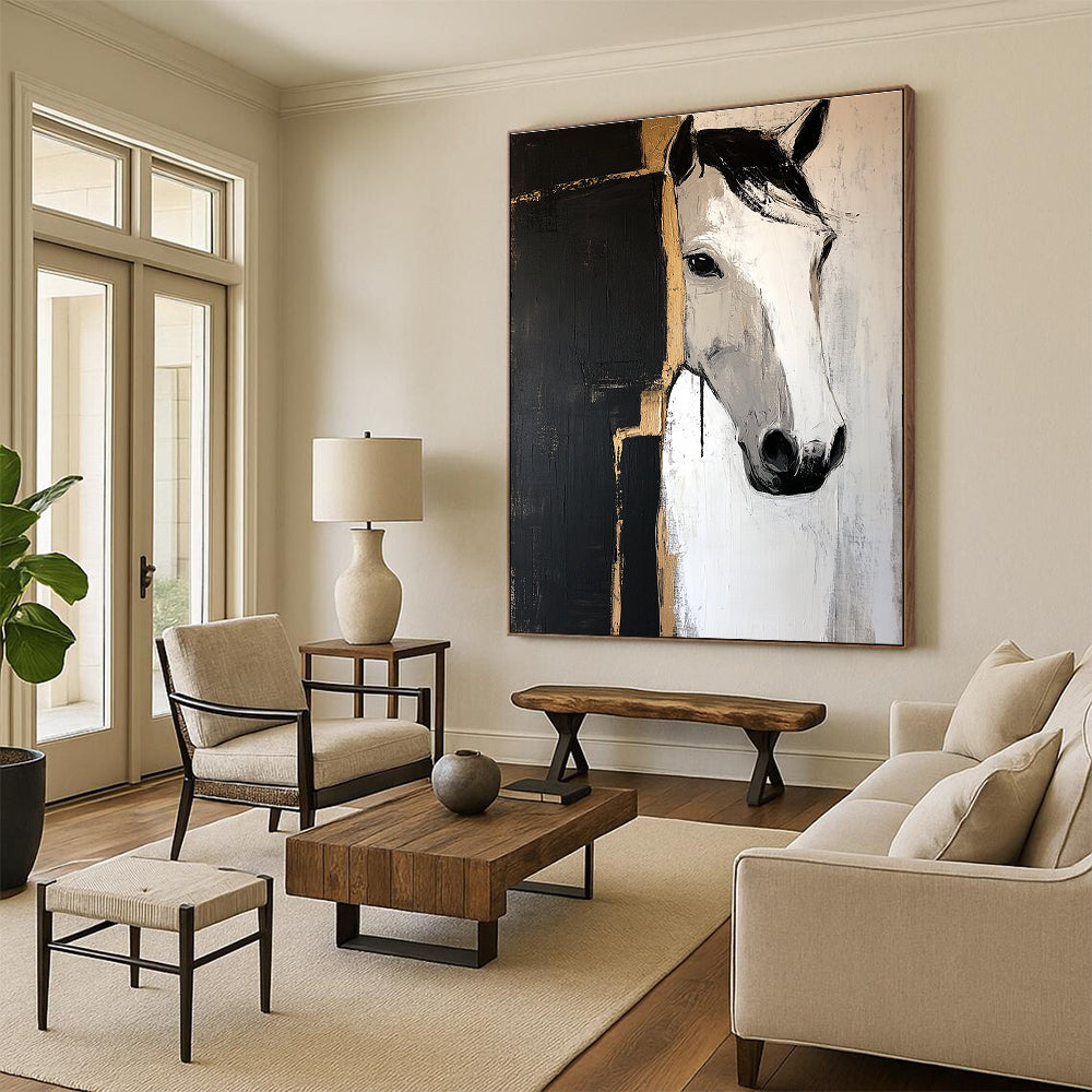 Horse Head Abstract - Stylized Equestrian Abstract Painting GAB0648
