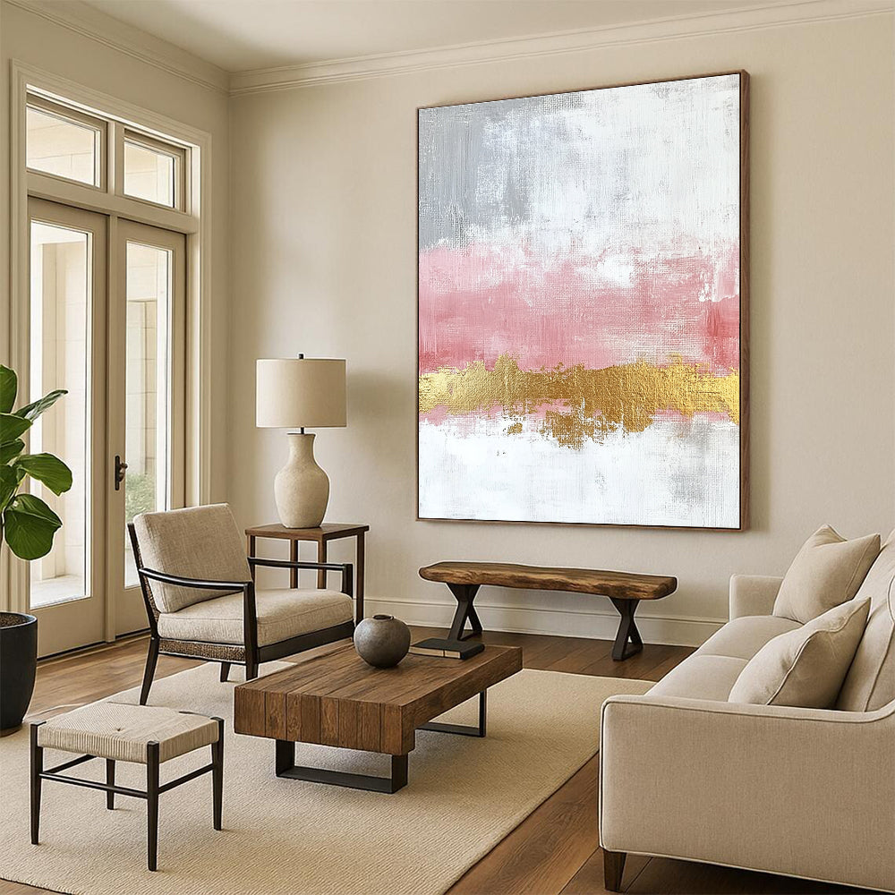Pink Gold Abstract Painting with Elegant Warmth WINK330