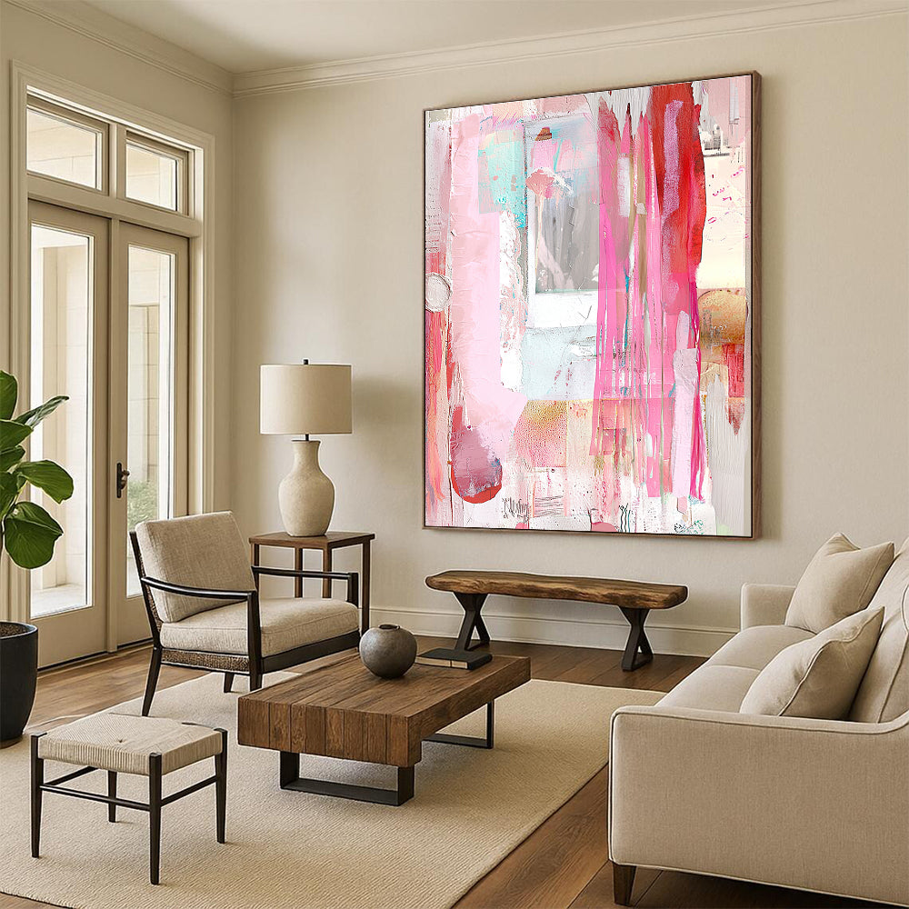 Pink Collage Abstract - Eclectic Mixed - Media Art GAB0393