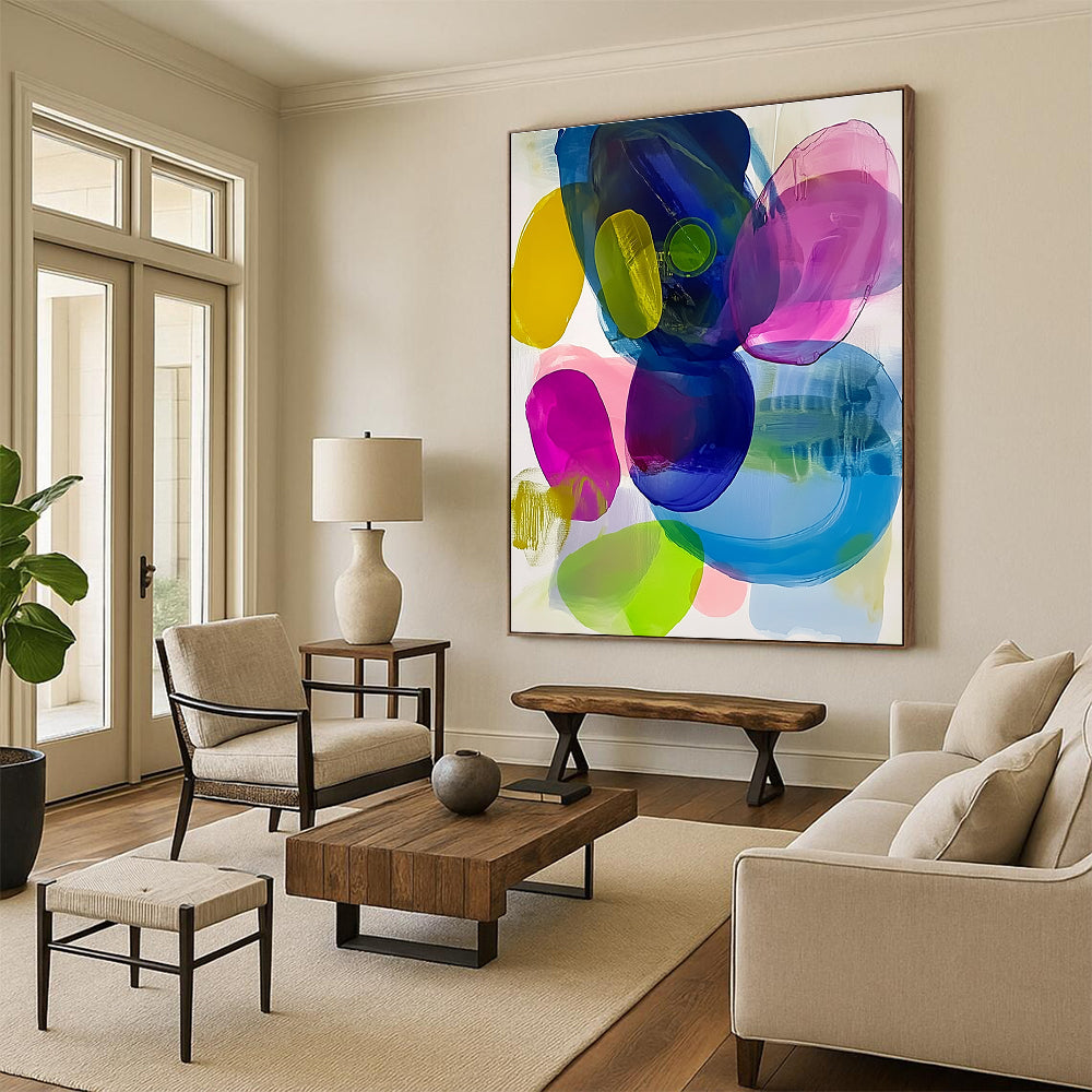 Colorful Transparent Shapes Abstract Painting for Creative Studios GAB0772