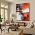 Vibrant Red and Orange Abstract Energetic Abstract Painting for Bold Interiors GAB1401