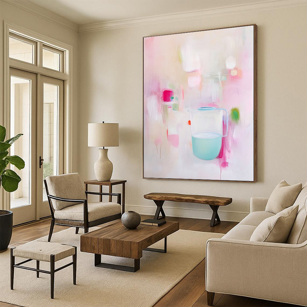 Pastel Pitcher Still Life Soft - Hued Abstract Painting GAB0357