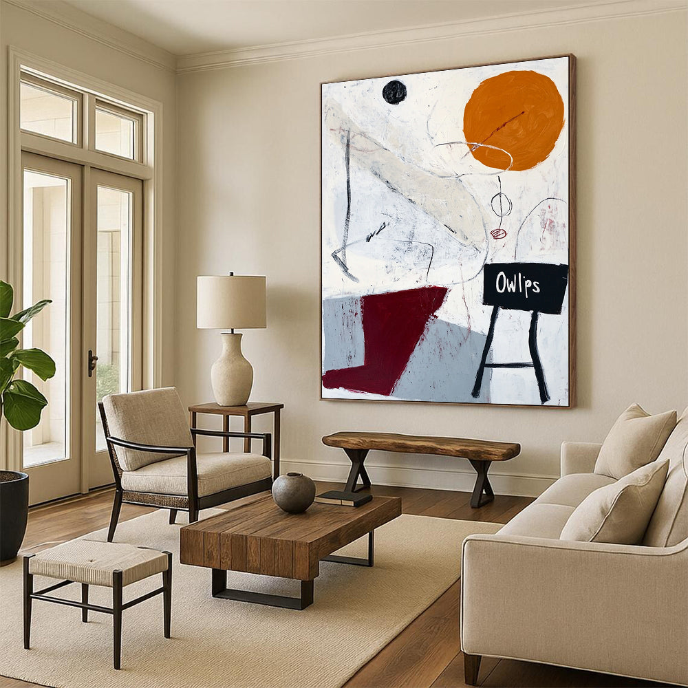 Whimsical Abstract “Ow lips” Painting for Eclectic Café Interiors GAB1245