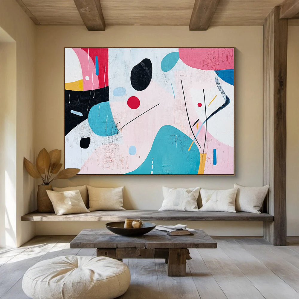 Playful Shape with Pastel and Bold Colors Abstract Painting ABS346