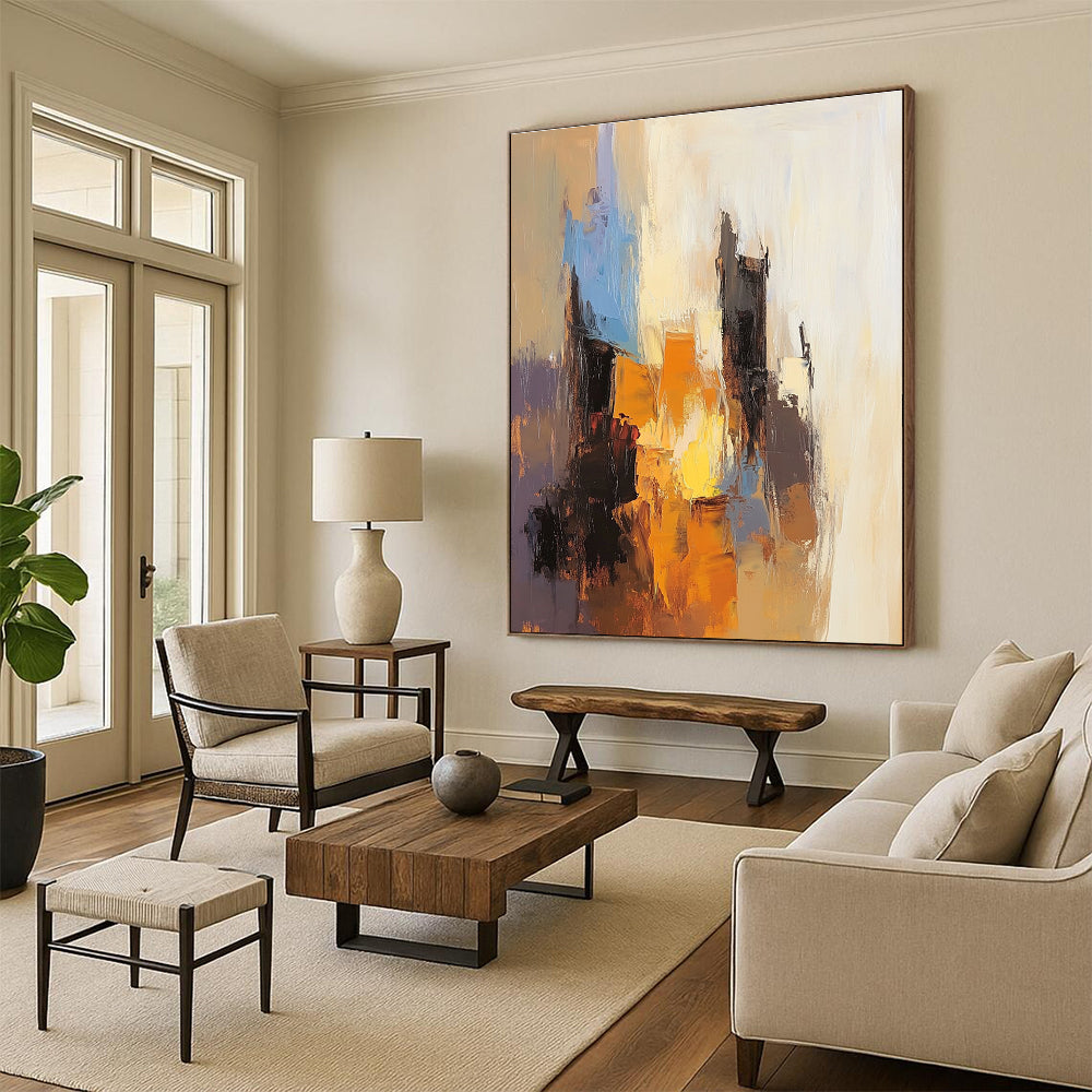 Abstract Cityscape in Warm Tones Painting for Industrial - Chic Restaurants GAB1164