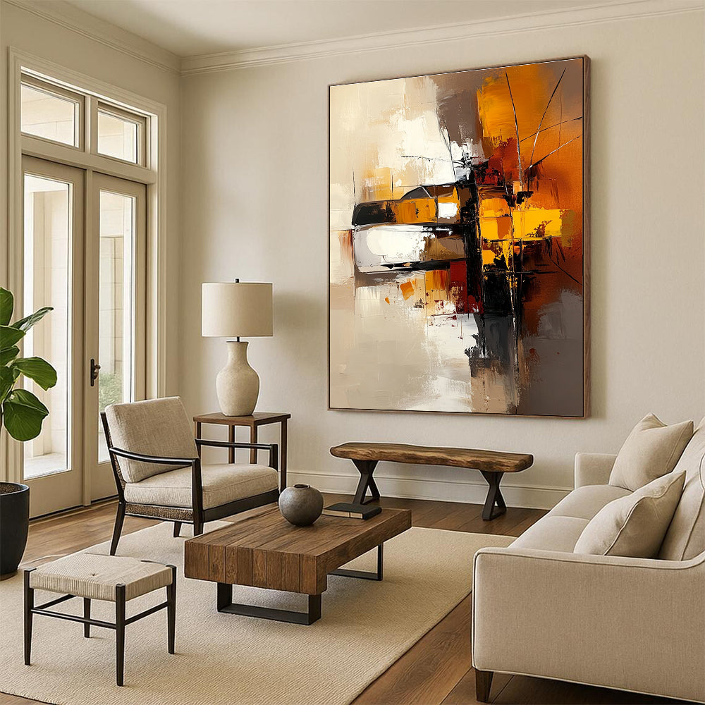 Abstract Orange and Brown Painting for Warm Interiors GAB0726