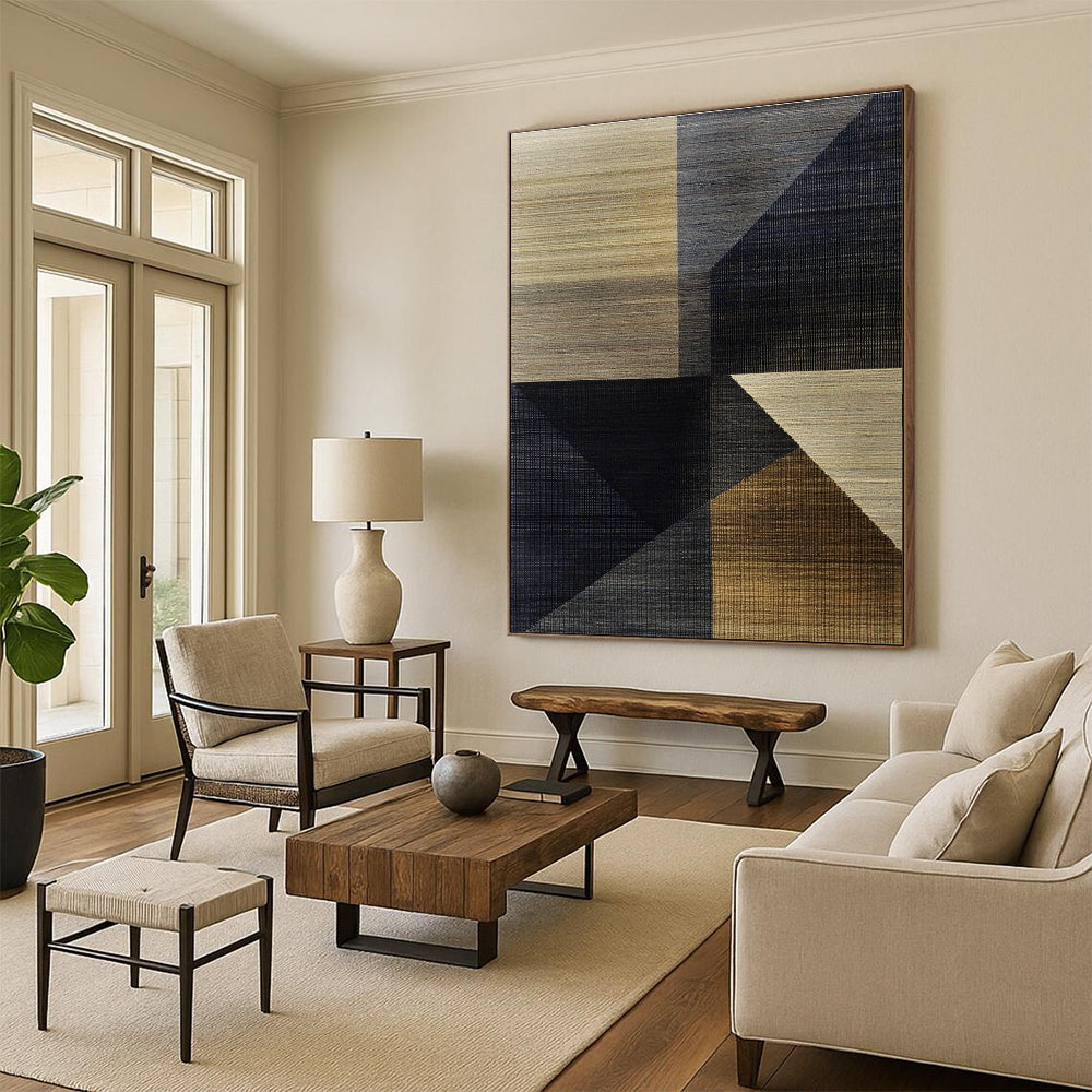 Geometric Textured Tapestry Abstract Painting with Artisanal Charm WINK216