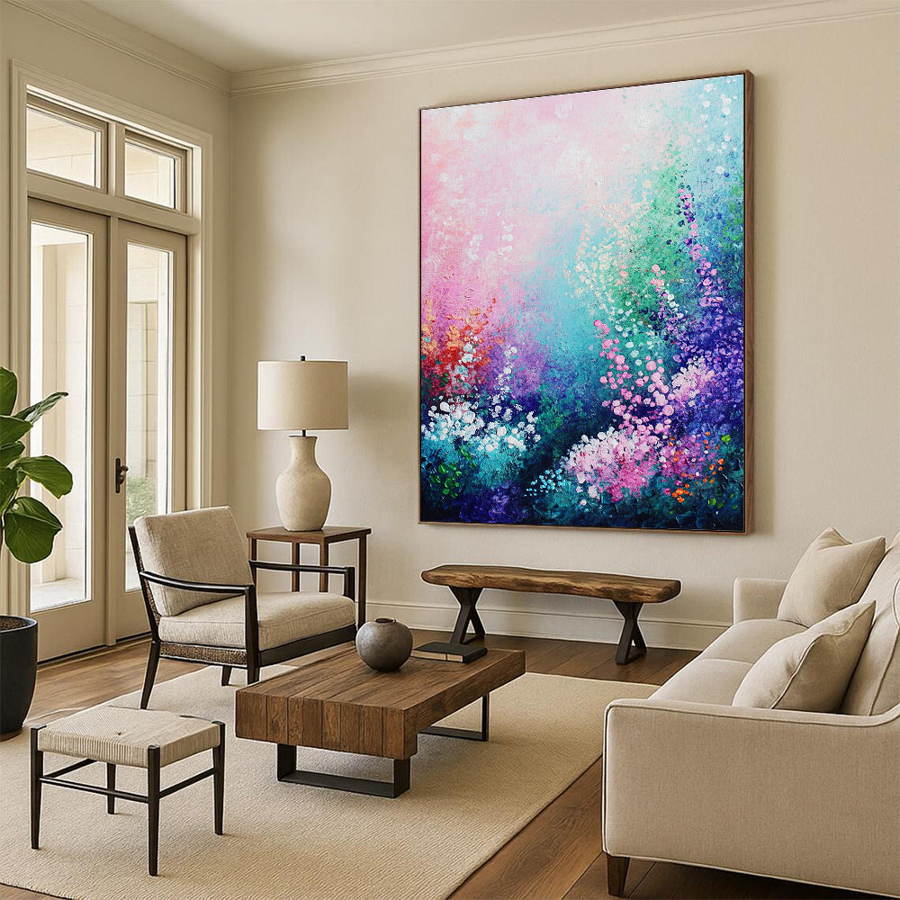 Colorful Floral Landscape Abstract Painting for Garden - Themed Spas GAB1265