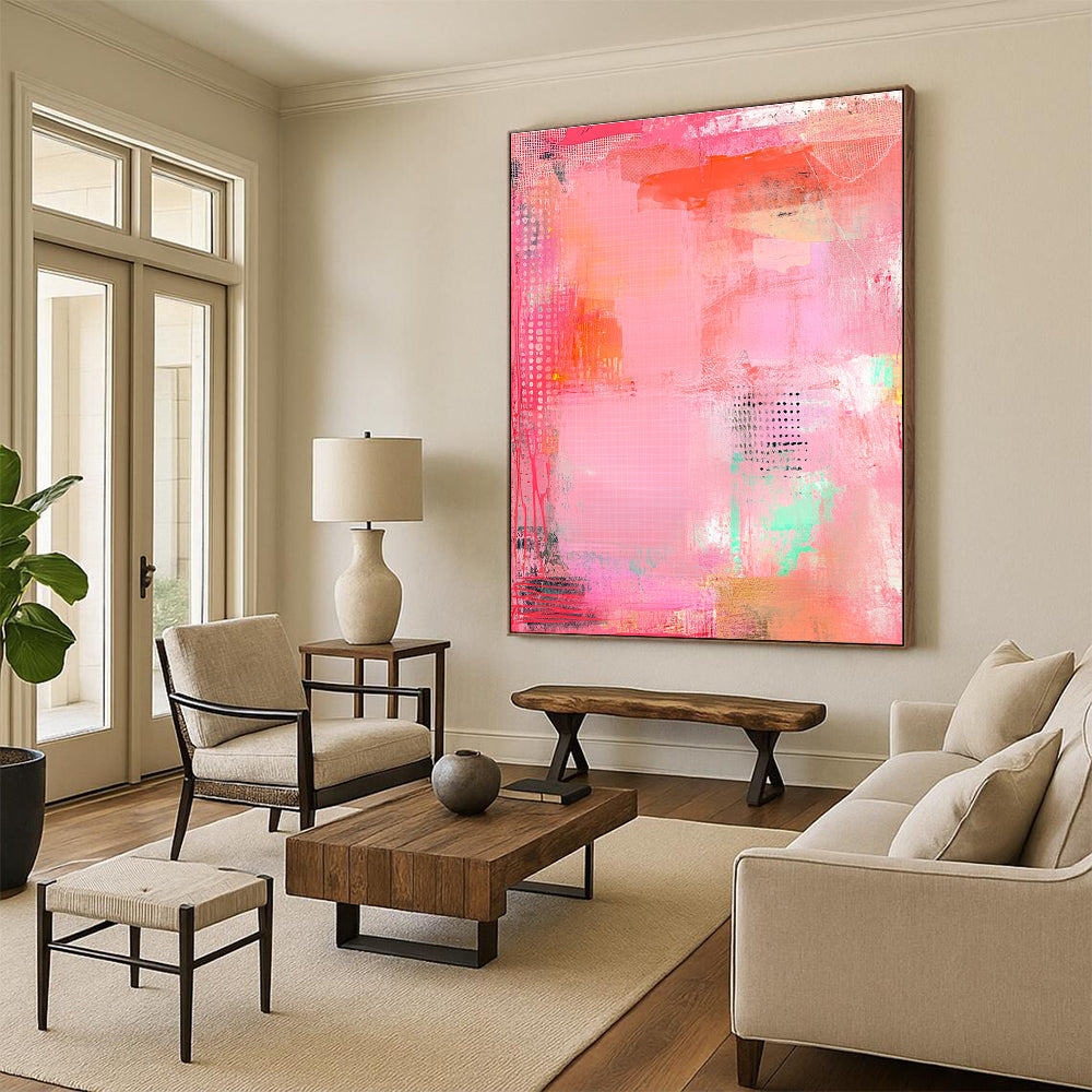 Textured Pink Abstract Painting for Girls’ Fashion Boutiques GAB1247